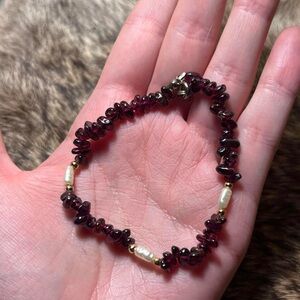 Vintage tumbled seed bead dark red garnet bracelet